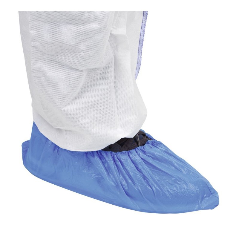 10x couvre chaussure plastique jetable bleu avec élastique de