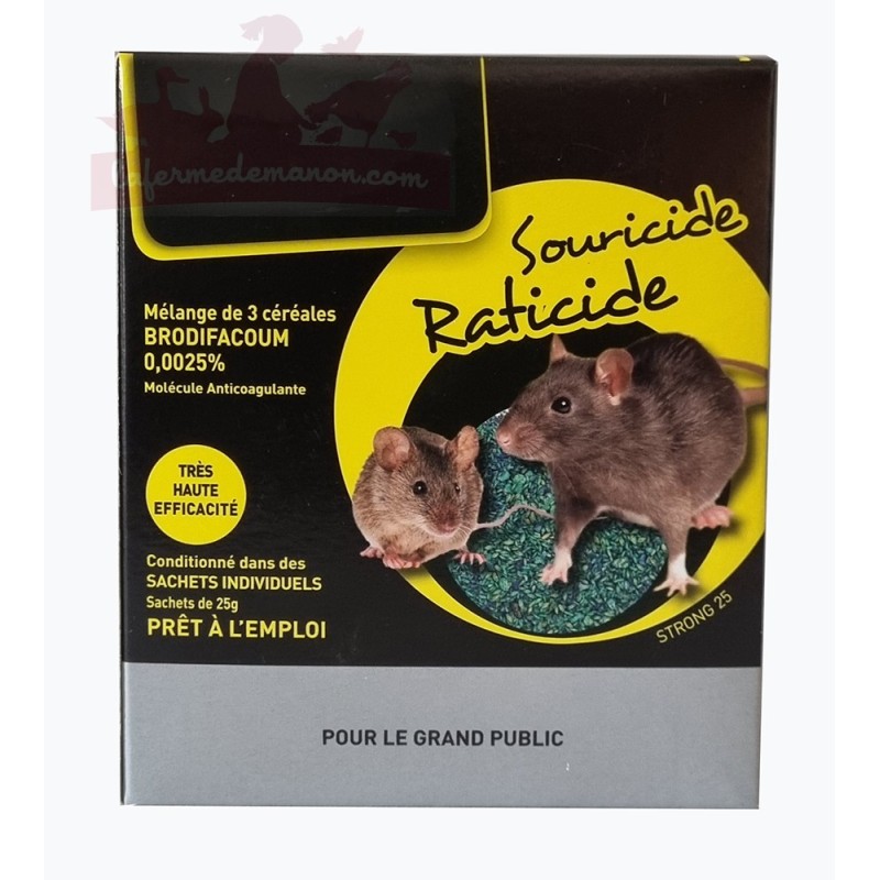 Raticide 50 green - Contre rats et souris - 20 sachet de 3 g