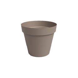 Pot capri en plastique. Pot en plastique de jardin. Pot de couleur taupe.