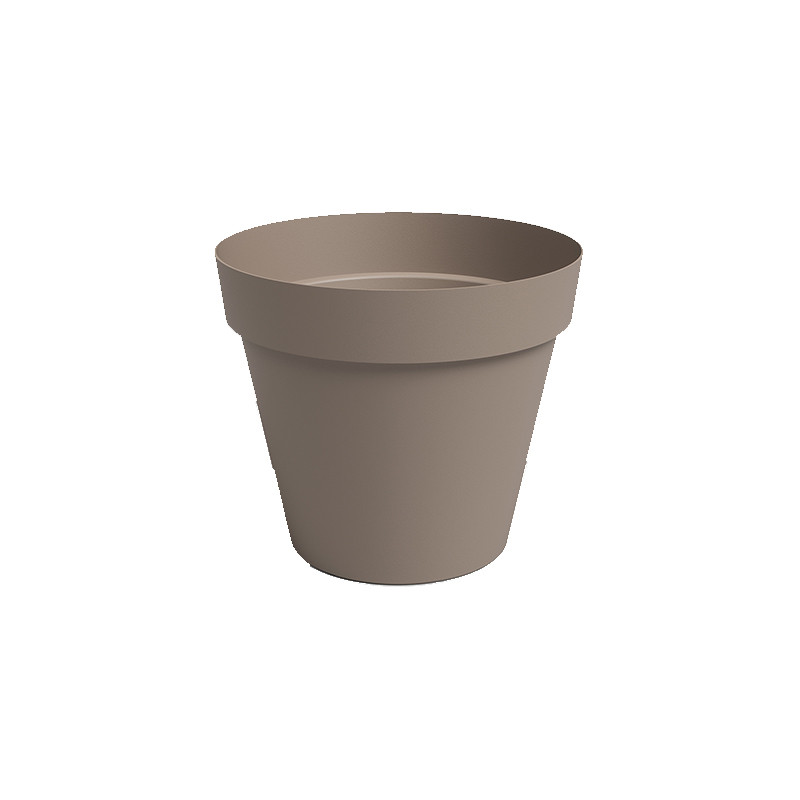 Pot capri en plastique. Pot en plastique de jardin. Pot de couleur taupe.